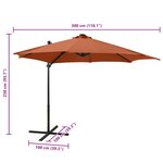 vidaXL Parasol de jardin en porte-à-faux avec mât et lumières LED