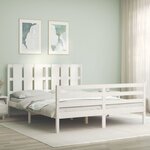vidaXL Cadre de lit avec tête de lit blanc 160x200 cm bois massif