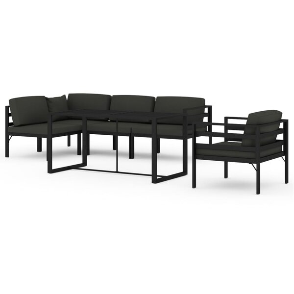 vidaXL Salon de jardin 6 Pièces avec coussins Aluminium Anthracite