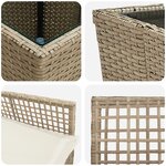 Ensemble Bistro de Jardin 3 Pièces avec Coussins Beige en Poly Rattan