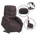 vidaXL Fauteuil inclinable de massage Marron foncé Tissu