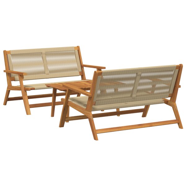 vidaXL Chaise de Jardin avec Table 3 Pièces Beige Bois Massif d'Acacia