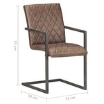 vidaXL Chaises à manger cantilever lot de 6 marron cuir véritable