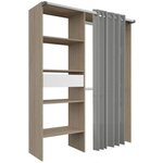 Kit dressing ARTIC avec rideau - chêne - 1 colonne + 2 penderies + 1 tiroir - 143 5 x 48 x 181 9 cm
