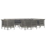 vidaXL Salon de jardin 13 Pièces avec coussins Gris Résine tressée