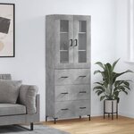 vidaXL Buffet haut Gris béton 69 5x34x180 cm Bois d'ingénierie