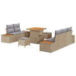 vidaXL Ensemble de canapé de jardin 8 Pièces Beige Poly rotin