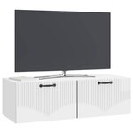 vidaXL Meuble TV mural Montage mural Blanc brillant 98 x 41 x 30 cm