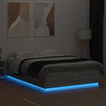 vidaXL Cadre de lit avec LED sans matelas sonoma gris 120x200 cm