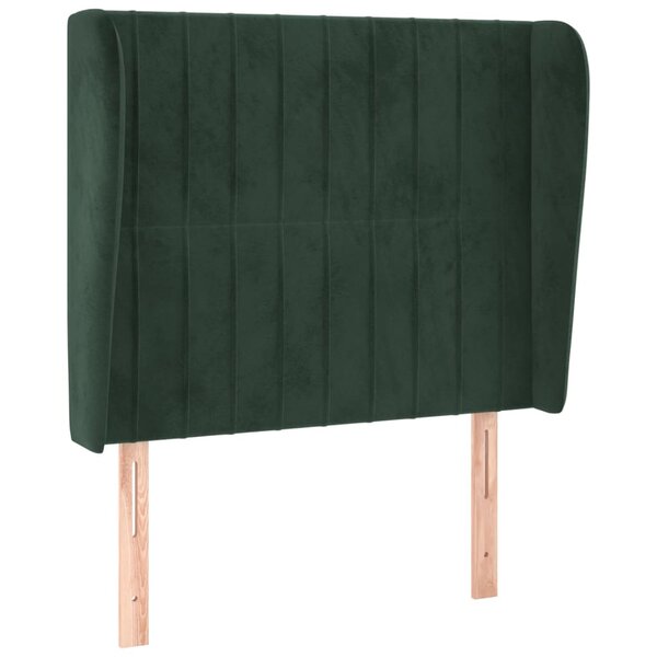 vidaXL Tête de lit avec oreilles Vert foncé 93x23x118/128 cm Velours