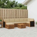 vidaXL Ensemble de canapés d'extérieur avec coussin 7 Pièces Naturel