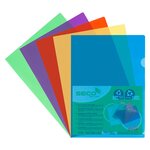 Chemise coin plastique seco a4 polypropylène 12/100e biodégradable couleurs assorties - paquet de 25