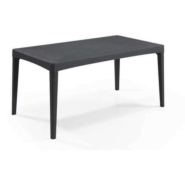 Table de jardin plateau latte - Dimensions : 160x90x74 cm - structure imitation rotin tressée - ALLIBERT BY KETER - 6 personnes - GI