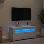 vidaXL Meuble TV avec lumières LED blanc 90x35x40 cm