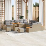 Ensemble de canapé de jardin 13 pièces avec coussins Beige