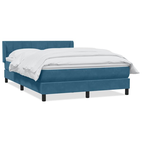vidaXL Sommier à lattes de lit et matelas bleu foncé 160x210cm velours