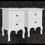 vidaXL Table de chevet 2 Pièces avec 2 tiroirs MDF Blanc