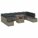 vidaXL Ensemble de canapé de jardin avec coussin 11 Pièces Gris et marron