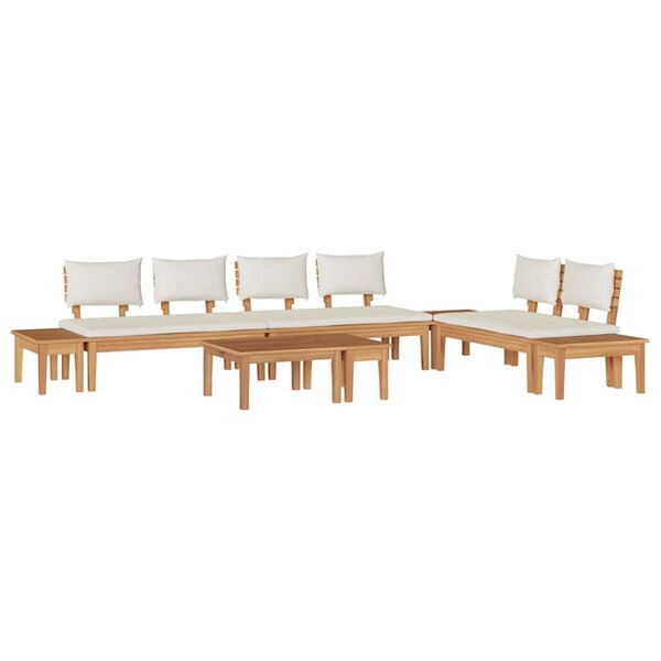 vidaXL Ensemble de banc de jardin avec coussin 5 Pièces Marron et Crème