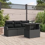Ensemble de canapé de jardin 5 pièces vidaXL avec coussins en poly rattan noir