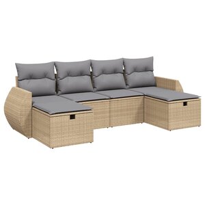 vidaXL Salon de jardin avec coussins 6Pièces mélange beige résine tressée