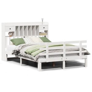 vidaXL Lit bibliothèque sans matelas blanc 160x200 cm bois pin massif