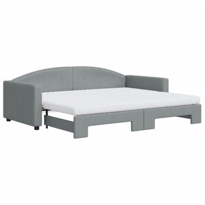 vidaXL Lit de jour avec gigogne et matelas gris clair 90x200 cm tissu