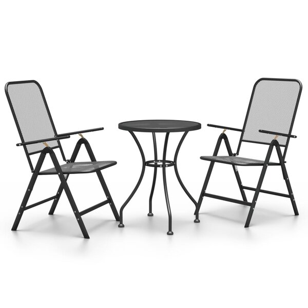 vidaXL Ensemble à manger de jardin 3 Pièces Maille Métal Anthracite