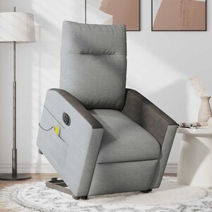 vidaXL Fauteuil inclinable de massage électrique Gris clair Tissu