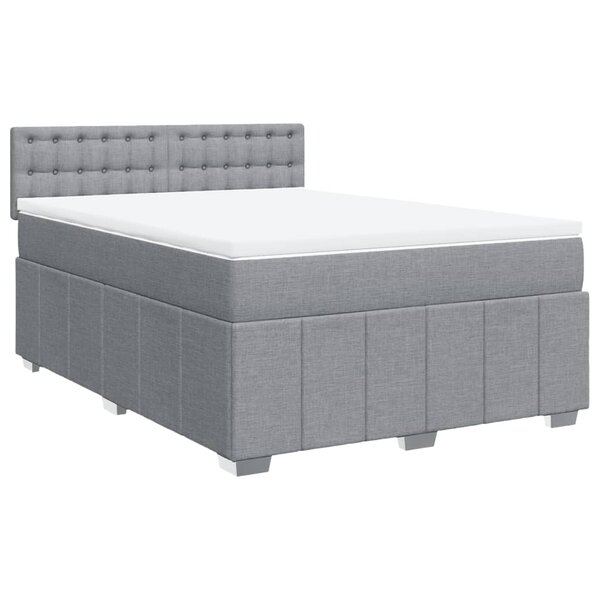 vidaXL Sommier à lattes de lit avec matelas Gris clair 160x200cm Tissu