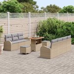 vidaXL Ensemble de canapé de jardin 10 Pièces Beige Poly rotin
