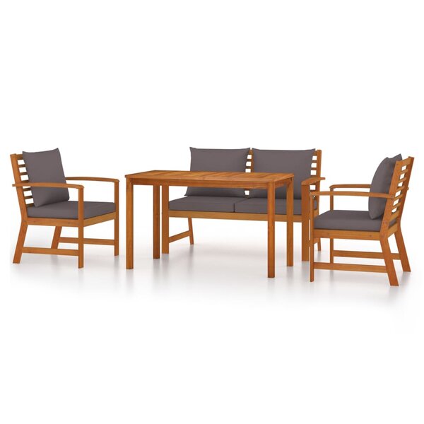 vidaXL Ensemble à manger de jardin 4 Pièces coussins Bois acacia