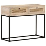 vidaXL Table console 100x35x76 cm Bois de manguier et canne naturelle