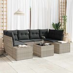 vidaXL Ensemble de canapé de jardin 7 Pièces Gris clair Poly rotin