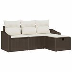 vidaXL Ensemble de canapé de jardin 4 Pièces Marron Poly rotin