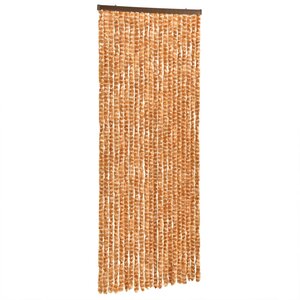 vidaXL Rideau anti-mouches ocre et blanc 100x230 cm chenille