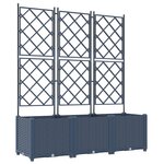 vidaXL Bac à fleurs avec Treillis 3 Pièces Gris 120 x 40 x 143 cm PP