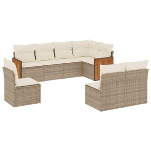 vidaXL Salon de jardin avec coussins 8 Pièces beige résine tressée