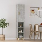 vidaXL Buffet haut Gris béton 34 5x34x180 cm Bois d'ingénierie