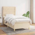 vidaXL Sommier à lattes de lit avec matelas Crème 100x200 cm Tissu