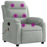 vidaXL Fauteuil inclinable de massage gris clair velours