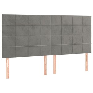 vidaXL Têtes de lit 4 Pièces Gris clair 80x5x78/88 cm Velours