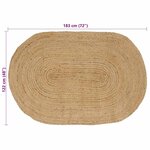 vidaXL Tapis de surface ovale Naturel 122 x 183 cm Jute