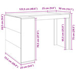 Bureau table poste de travail meuble d'ordinateur informatique étude chêne fumé 123 5 x 73 5 x 75 cm bois d'ingénierie brun 02_0023573
