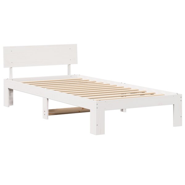 vidaXL Cadre de lit avec tête de lit blanche 90x200 cm Bois de pin massif