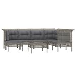 Salon de jardin meuble d'extérieur ensemble de mobilier 8 pièces avec coussins gris résine tressée 02_0017628
