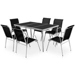 vidaXL Ensemble à manger d'extérieur 7 Pièces Acier Noir