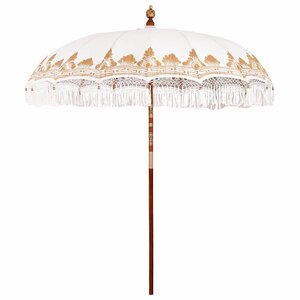 vidaXL Parasol balinais Crème (210-220) x 260 cm Coton et bois massif