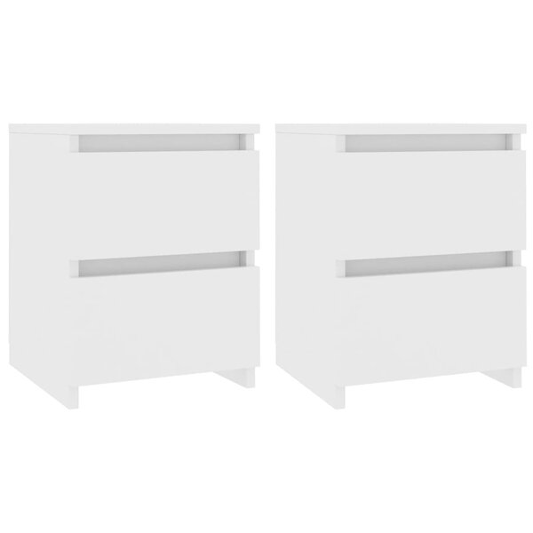 vidaXL Tables de chevet 2 Pièces Blanc 30x30x40 cm Bois d'ingénierie