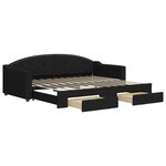vidaXL Lit de jour avec gigogne et tiroirs noir 90x200 cm tissu